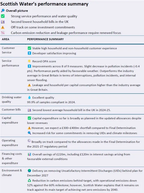 SW performance summary graphic